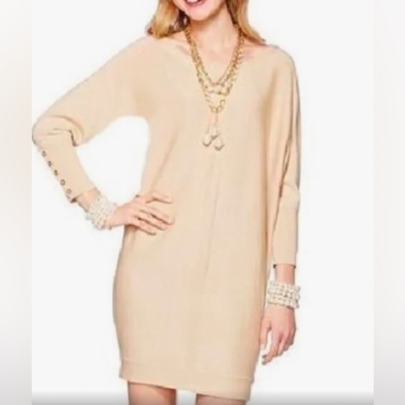 Lilly Pultizer metallic merino wool blend dolman sleeve cuff buttons dress small - Picture 1 of 14